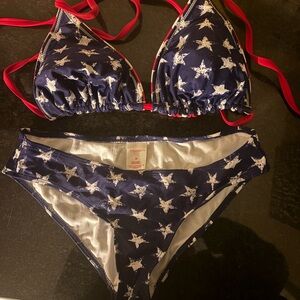 Xhilaration Star Print Bikini with red Straps